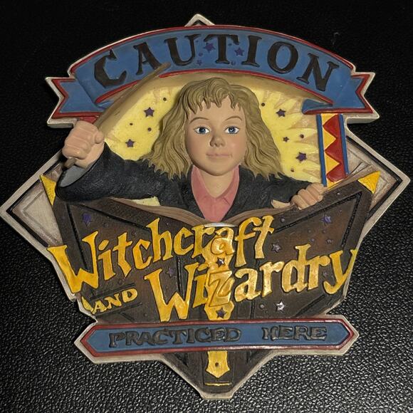 Ceramic Harry Potter Wall Plaque Decor Hermione Granger “Caution” - Picture 1 of 2